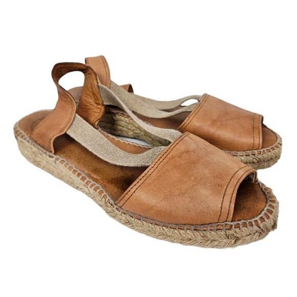 Toni Pons Origens Etna Camel/Tan Leather Espadrille Platform Sandal EU 39/US 8 - Picture 2 of 15